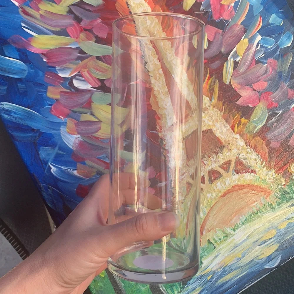 1-2pcs Minimalist Straight Clear Glass Tall Cylinder Vase
